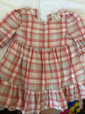 OshKosh B'gosh Pink and White Plaid Ruffle Hem Dress